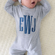 Load image into Gallery viewer, Personalized Gray Newborn Outfit with Name and Monogram Embroidered Baby Romper and Hat Custom Gift
