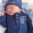 Load image into Gallery viewer, Personalized Baby Boy Outfit - Custom Newborn Coming Home Set with Hat - Monogrammed Gift
