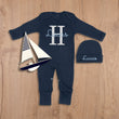Load image into Gallery viewer, Custom Newborn Boy Outfit with Embroidered Name for Coming Home
