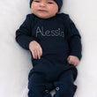 Load image into Gallery viewer, Personalized Baby Boy Coming Home Outfit Romper and Hat Set
