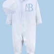 Load image into Gallery viewer, Personalized Pima Cotton Newborn Outfit Polka Dot Baby Sleeper with Initial and Name Embroidered
