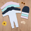 Load image into Gallery viewer, Newborn Baby Footie with Foldable Mittens | Soft Pajamas 0–3M | Unisex Outfit | 4 Colors
