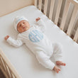 Load image into Gallery viewer, Personalized White Baby Outfit with Monogram Embroidered Newborn Romper and Hat Custom Initials Gift
