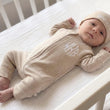 Load image into Gallery viewer, Personalized Baby Zipper Footie Embroidered Monogram Newborn and 0–3M Neutral Beige Baby Outfit
