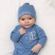 Load image into Gallery viewer, Personalized Newborn Romper with Name Embroidery Baby Boy Outfit Coming Home Set Custom Baby Shower Gift
