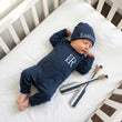 Load image into Gallery viewer, Personalized Baby Boy Outfit Embroidered Newborn Sleeper and Hat with Foldable Mittens and Footies
