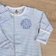 Load and play video in Gallery viewer, Personalized Newborn Pima Cotton Outfit, Monogram Baby Boy Footed Romper &amp; Hat, Coming Home Hospital Outfit, Embroidered Newborn Sleeper

