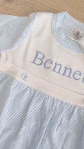 Personalized Pima Cotton Baby Footie Set Embroidered Name Newborn and 0–3M Luxury Soft Blue Baby Outfit