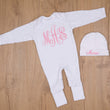 Load image into Gallery viewer, Baby girl white coming home outfit pink monogram
