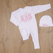 Load image into Gallery viewer, Newborn girl coming home outfit with monogram
