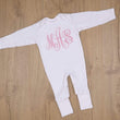 Load image into Gallery viewer, White sleeper with pink monogram
