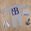 Load image into Gallery viewer, gray baby boy coming home outfit
