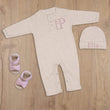 Load image into Gallery viewer, Baby girl coming home outfit beige
