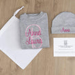 Load image into Gallery viewer, Grey baby girl coming home outfit set
