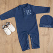 Load image into Gallery viewer, Blue coming home outfit for a newborn baby boy

