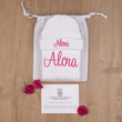 Load image into Gallery viewer, newborn girl white sleeper pink monogram
